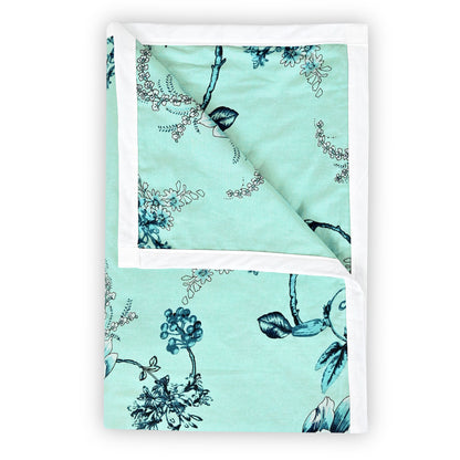 Frost Blue Floral Single Bed Dohar – 120 GSM Cotton