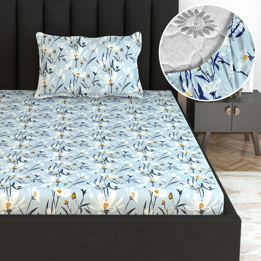 Water Orchid Deep Pocket Single Bed Elastic Fitted Bedsheet