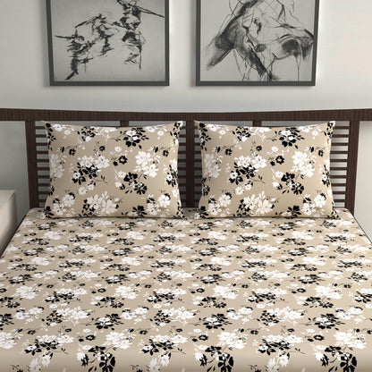 Ivory Sunflowers Elegant Double Bed Bedsheet