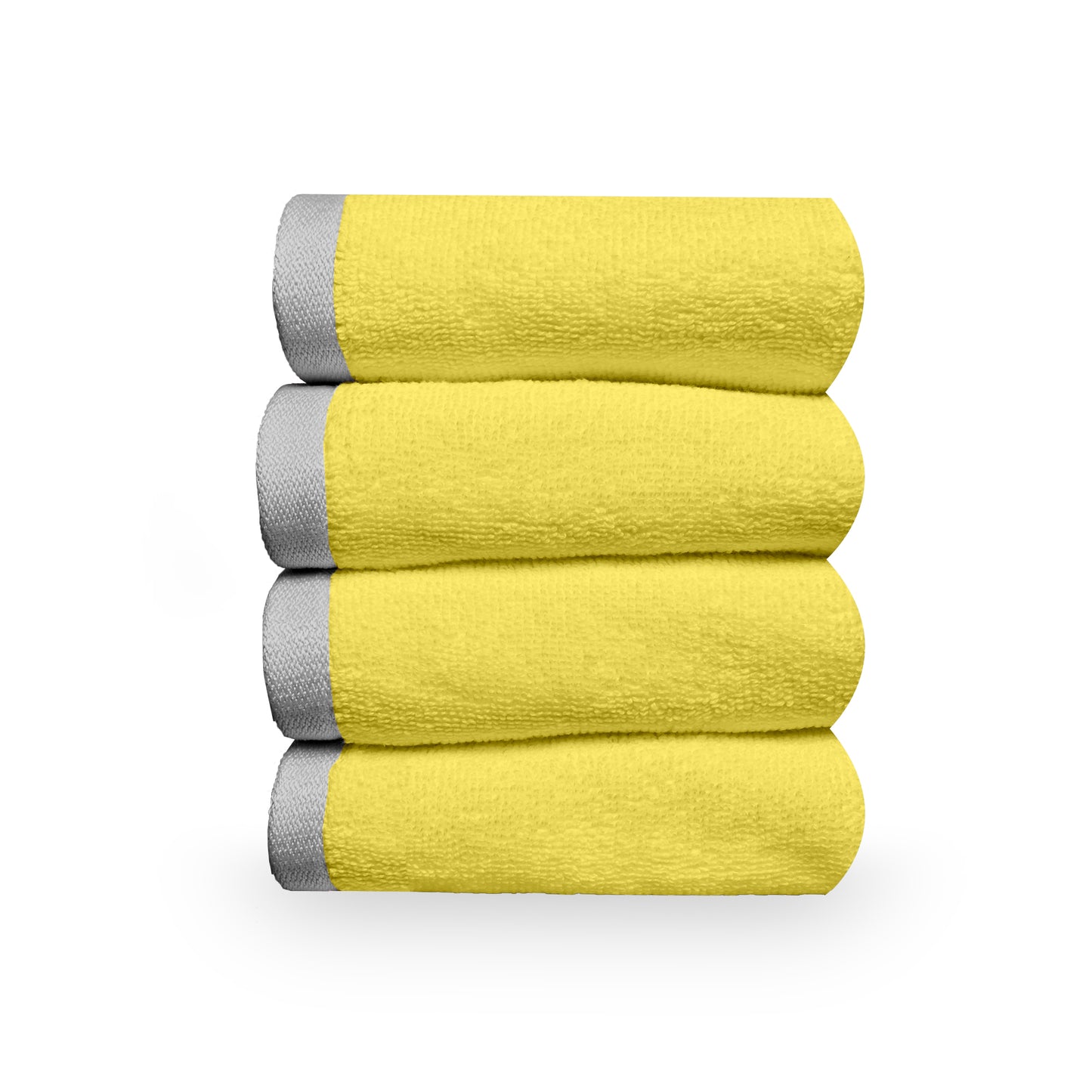 Yellow Cotton Face Towels Set of 4 (30x30 cm)