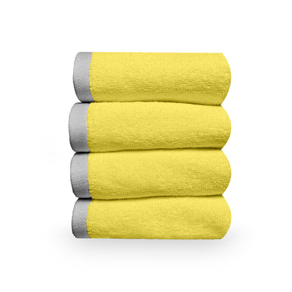 Yellow Cotton Face Towels Set of 4 (30x30 cm)