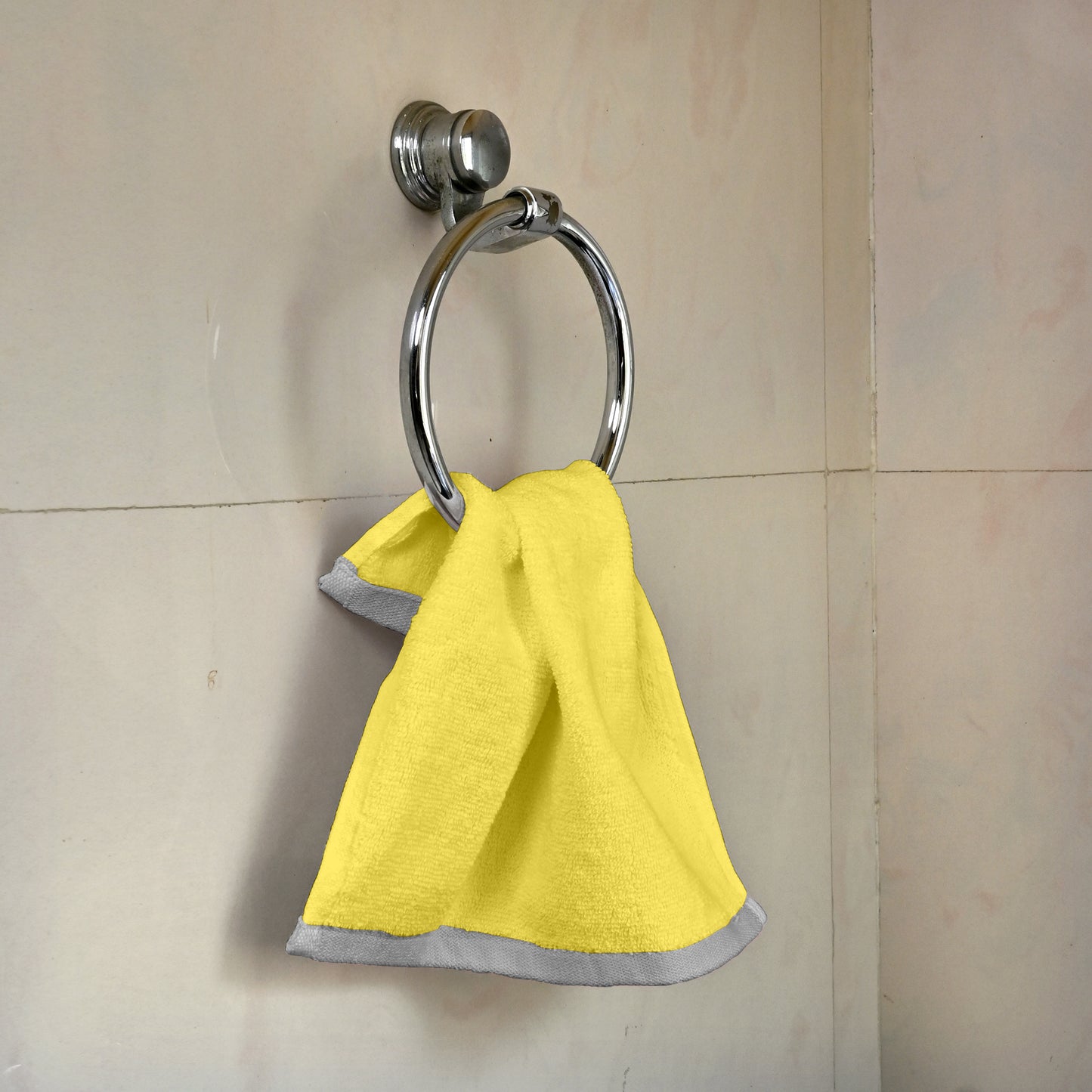 Yellow Cotton Face Towels Set of 4 (30x30 cm)