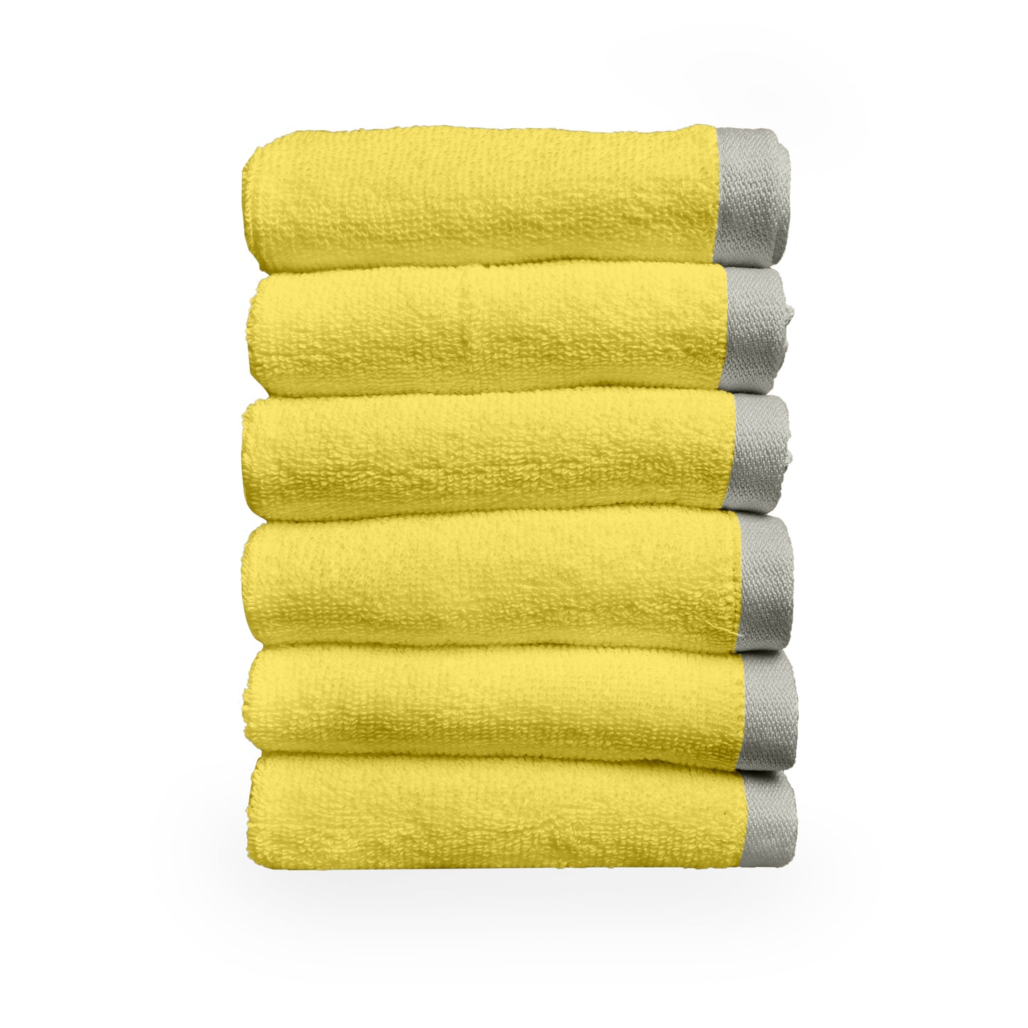 Yellow Cotton Face Towels Set of 6 (30x30 cm)