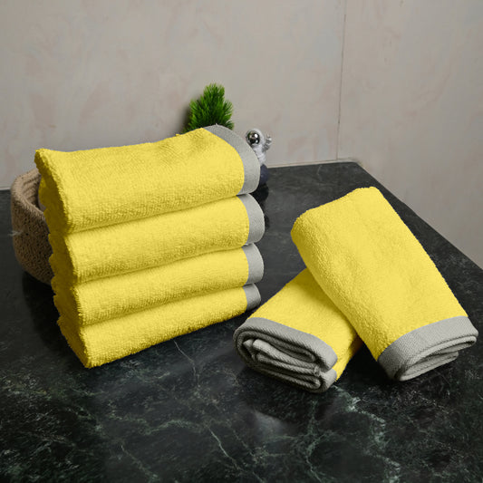 Yellow Cotton Face Towels Set of 6 (30x30 cm)