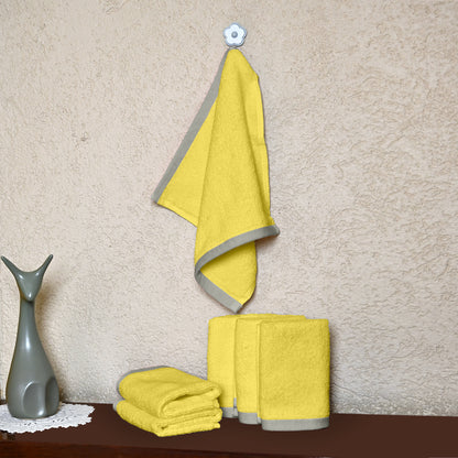 Yellow Cotton Face Towels Set of 6 (30x30 cm)