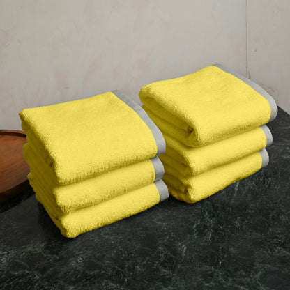 Yellow Cotton Face Towels Set of 6 (30x30 cm)