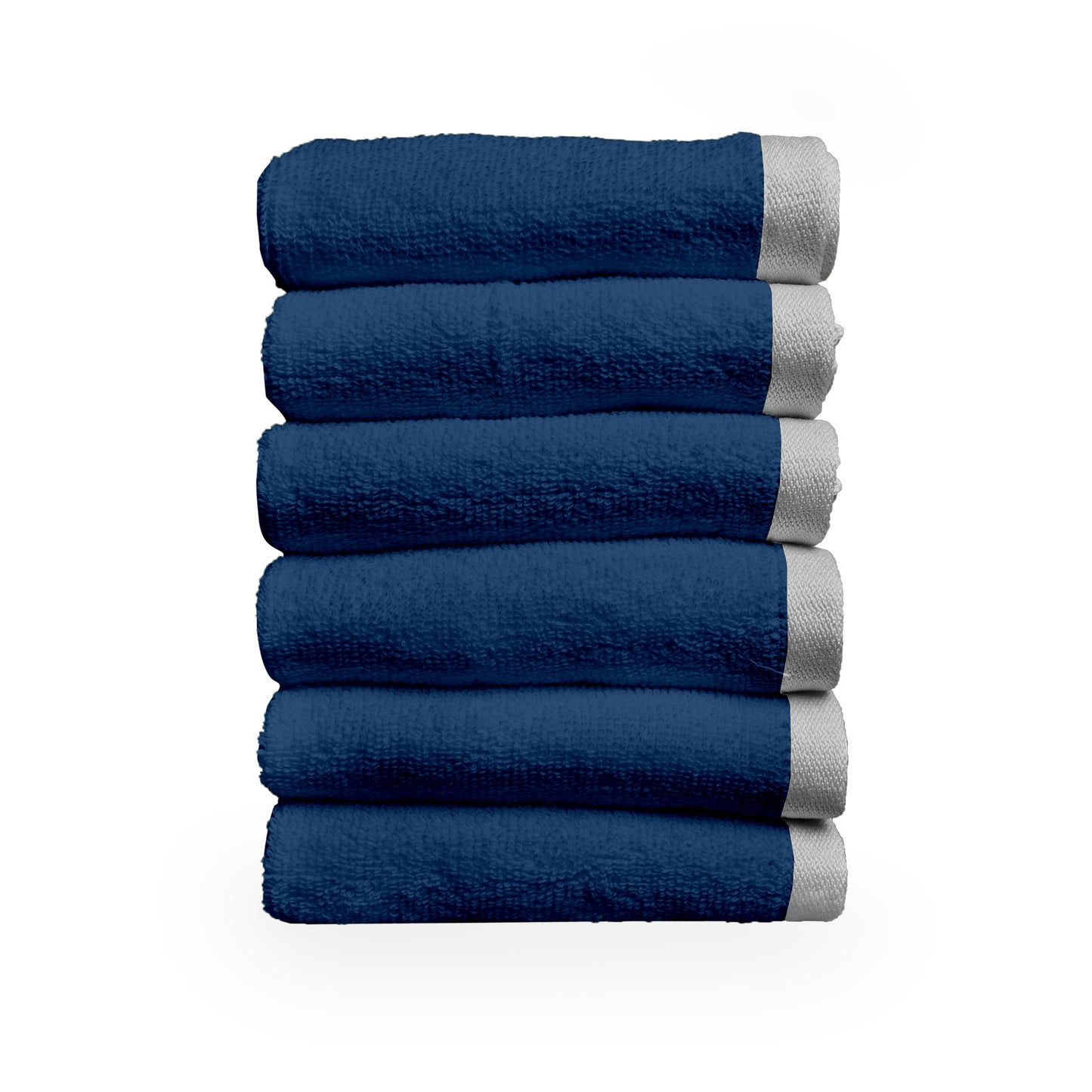 Blue Cotton Face Towels Set of 6 (30x30 cm)