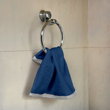 Blue Cotton Face Towels Set of 6 (30x30 cm)