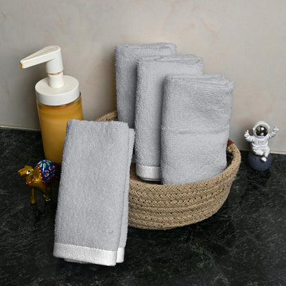 Grey Cotton Face Towels Set of 4 (30x30 cm)