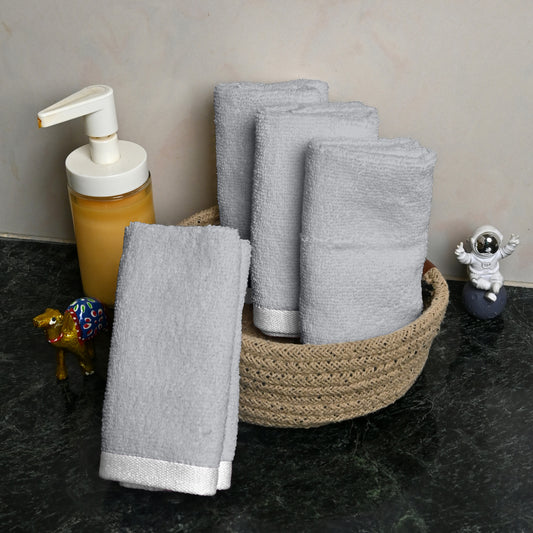 Grey Cotton Face Towels Set of 4 (30x30 cm)
