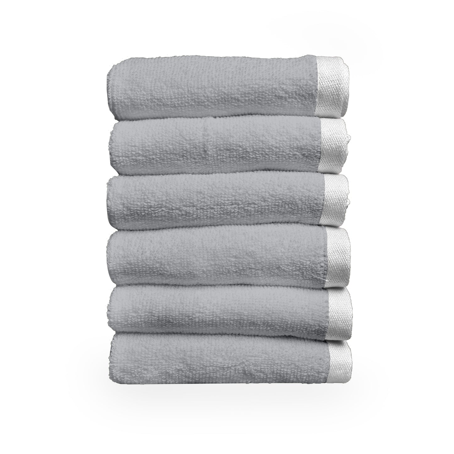 Grey Cotton Face Towels Set of 6 (30x30 cm)