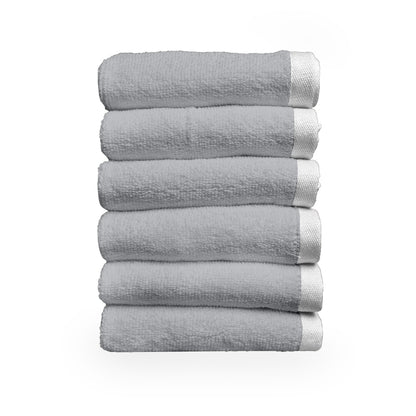 Grey Cotton Face Towels Set of 6 (30x30 cm)