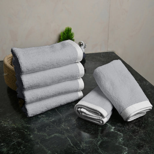 Grey Cotton Face Towels Set of 6 (30x30 cm)