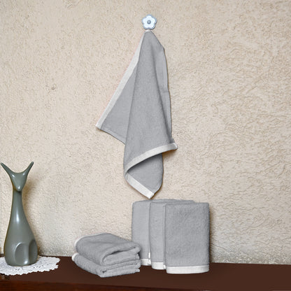 Grey Cotton Face Towels Set of 6 (30x30 cm)