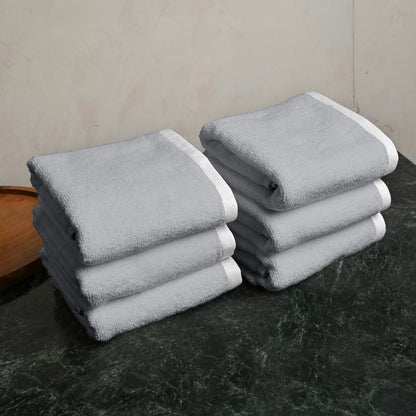 Grey Cotton Face Towels Set of 6 (30x30 cm)