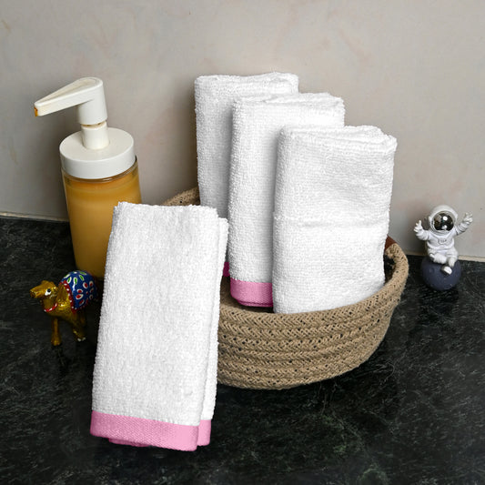 White Cotton Face Towels Set of 4 (30x30 cm)