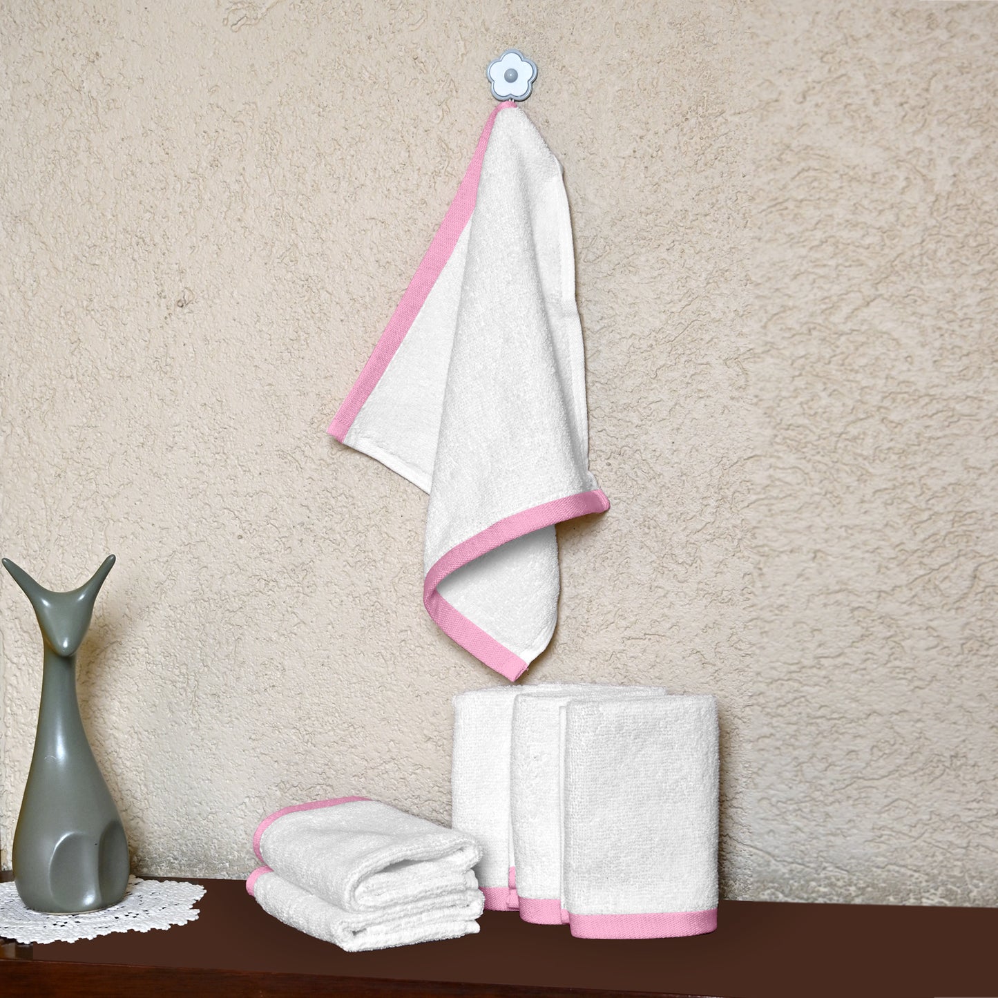 White Cotton Face Towels Set of 6 (30x30 cm)