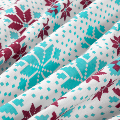 Aqua Scarlet Floral 144 TC Polycotton Single Bedsheet With 1 Pillowcover