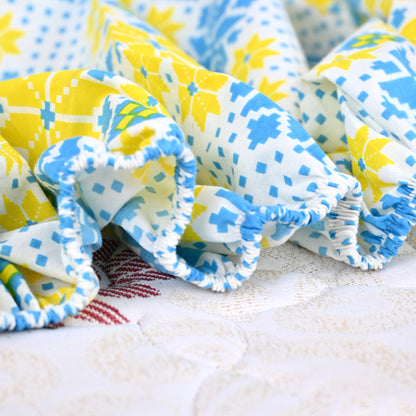 Azure Gold Floral 144 TC Polycotton Double Fitted Bedsheet With 2 Pillowcovers