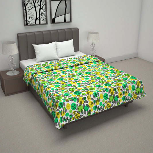Green & Yellow Floral Double Bed Dohar – 120 GSM Polycotton