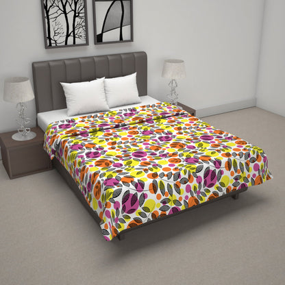 Orange & Yellow Floral Double Bed Dohar – 120 GSM Polycotton