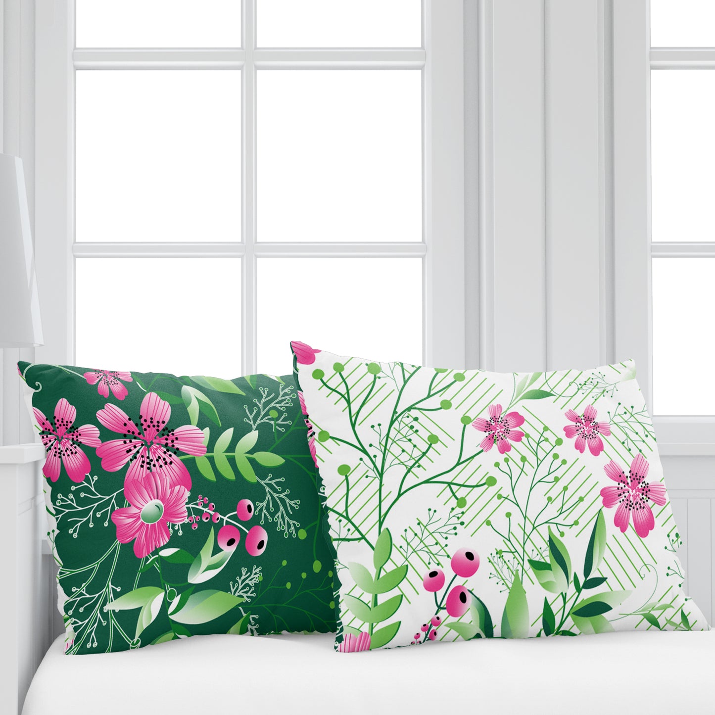 Mint Pink Floral Cotton Bedsheet for King Size Bed (270 X 222 CM)