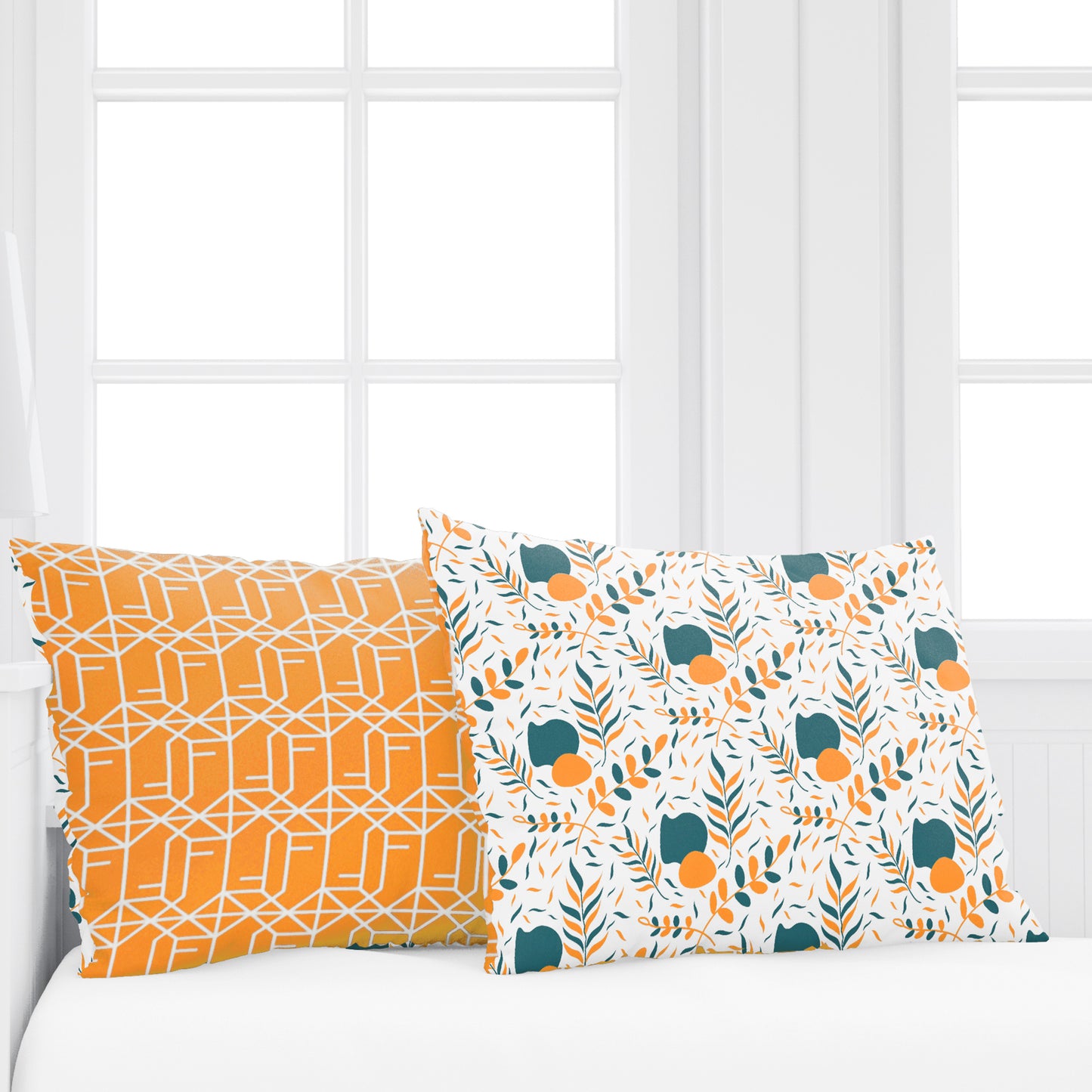 Teal Mustard Floral Cotton Bedsheet for Double Bed (254 X 222 CM)