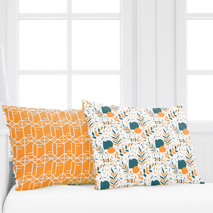 Teal Mustard Floral Cotton Bedsheet for Double Bed (254 X 222 CM)