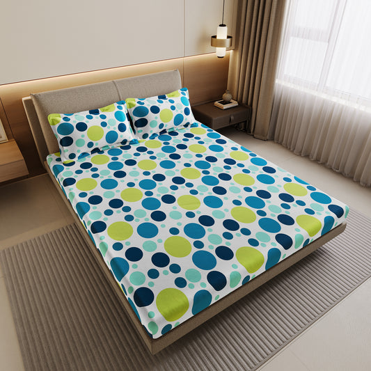 Colorful Polka Dots Bedsheet for Double Bed