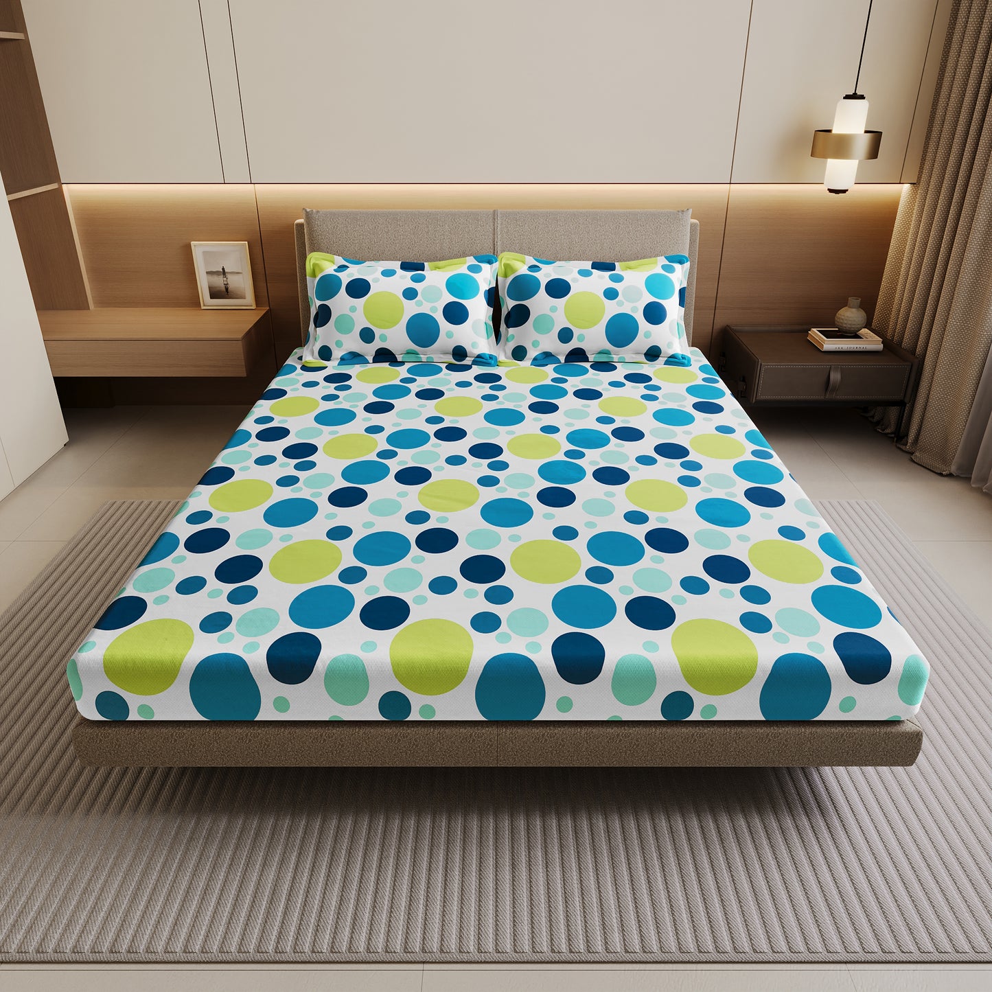 Colorful Polka Dots Bedsheet for Double Bed