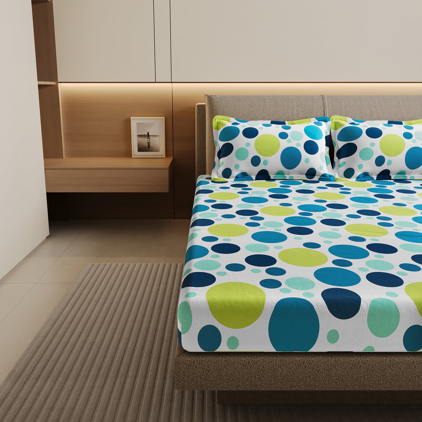 Colorful Polka Dots Bedsheet for Double Bed