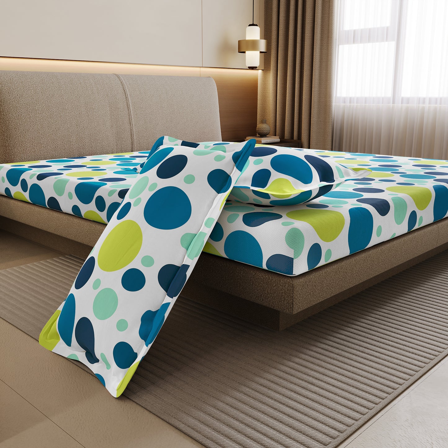 Colorful Polka Dots Bedsheet for Double Bed