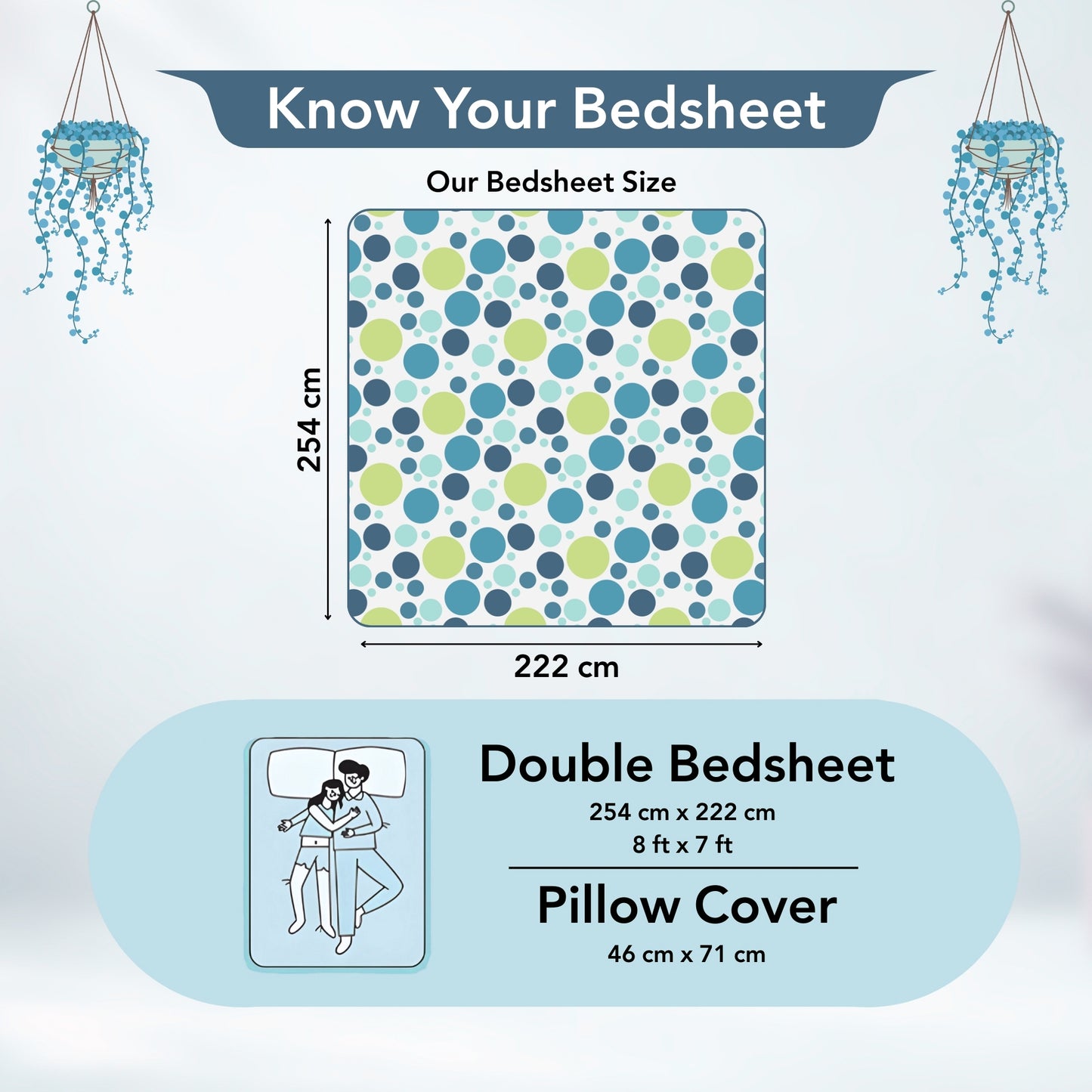 Colorful Polka Dots Bedsheet for Double Bed