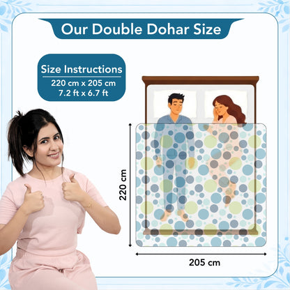 Colorful Polka Dots 144 TC 100% Cotton Cosy and Cool Double Bed Dohar