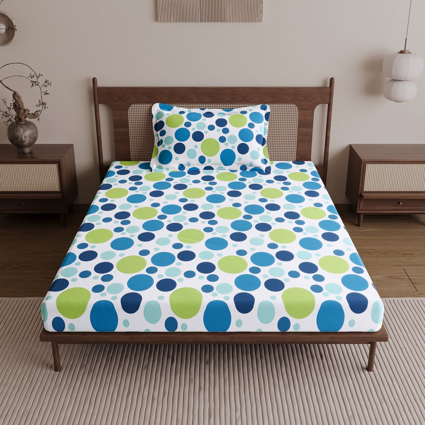 Colorful Polka Dots Bedsheet for Single Bed