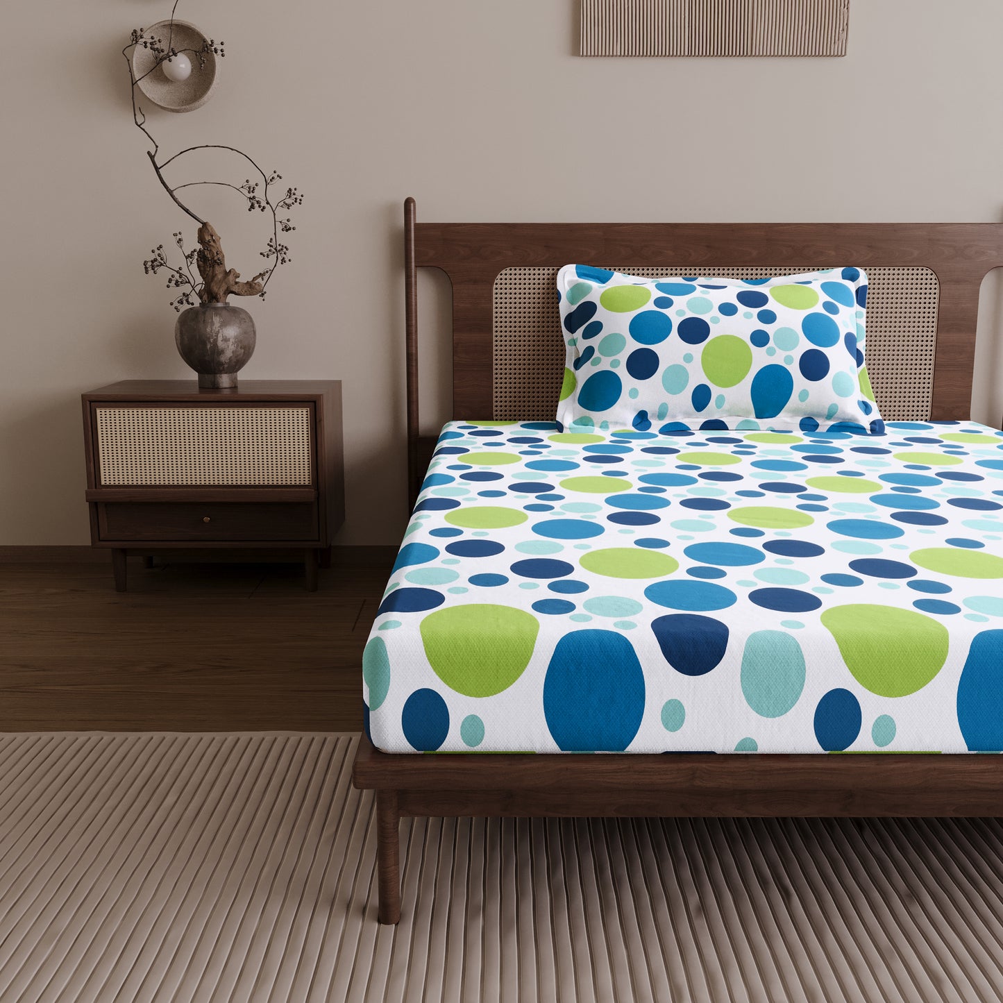 Colorful Polka Dots Bedsheet for Single Bed