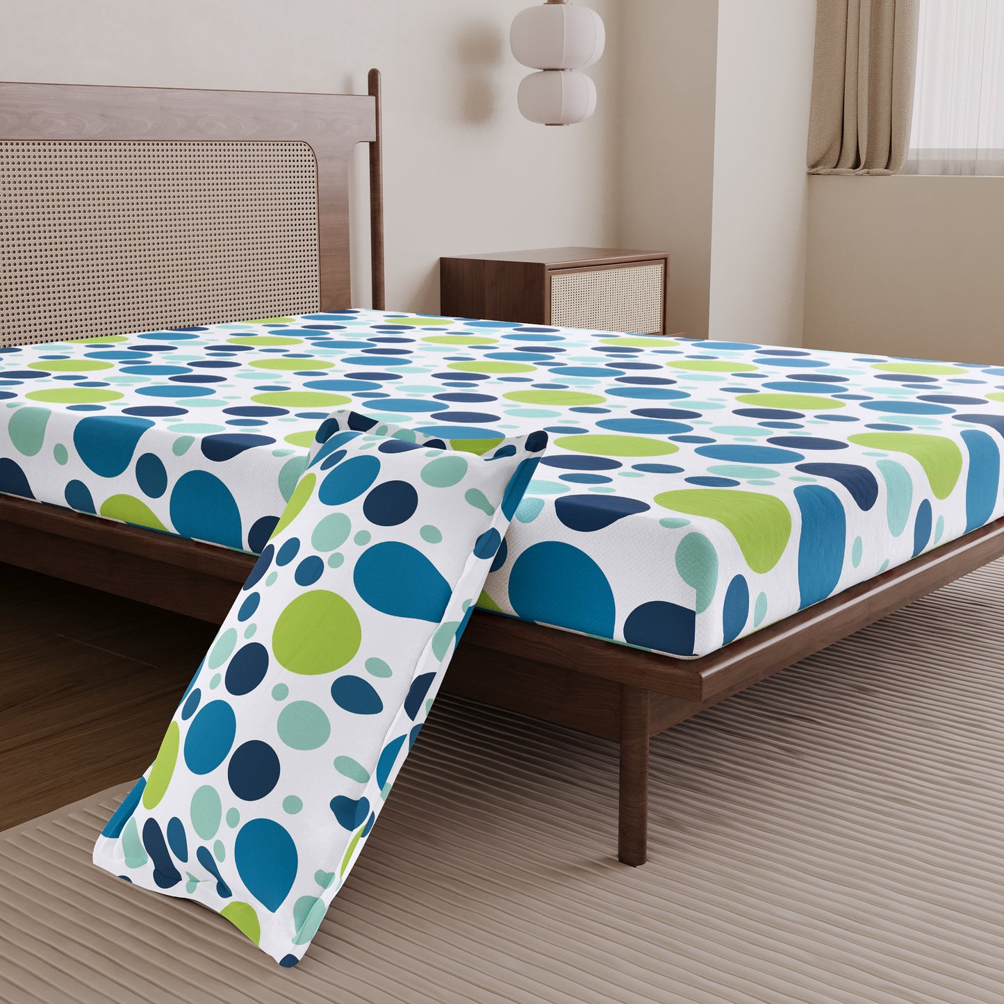 Colorful Polka Dots Bedsheet for Single Bed