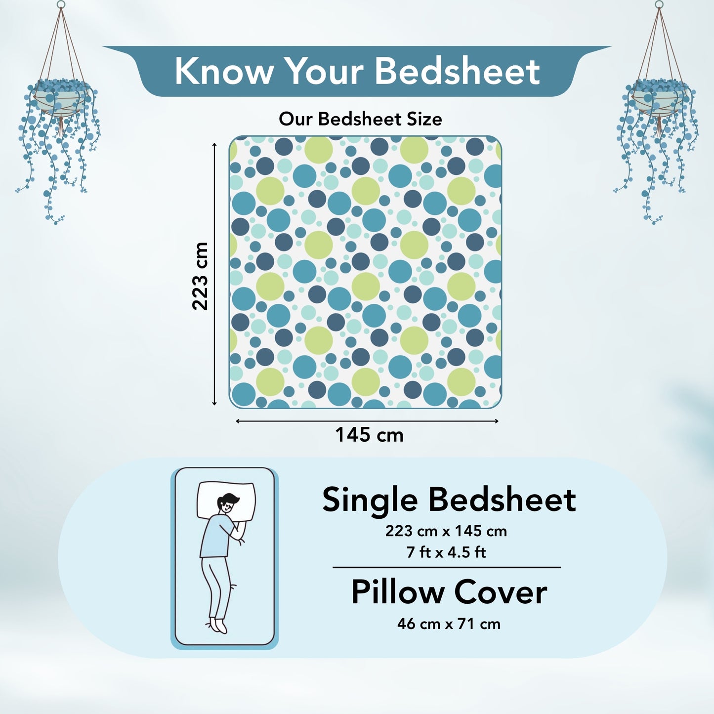 Colorful Polka Dots Bedsheet for Single Bed