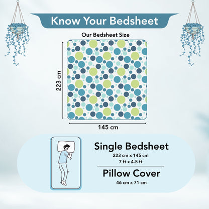 Colorful Polka Dots Bedsheet for Single Bed