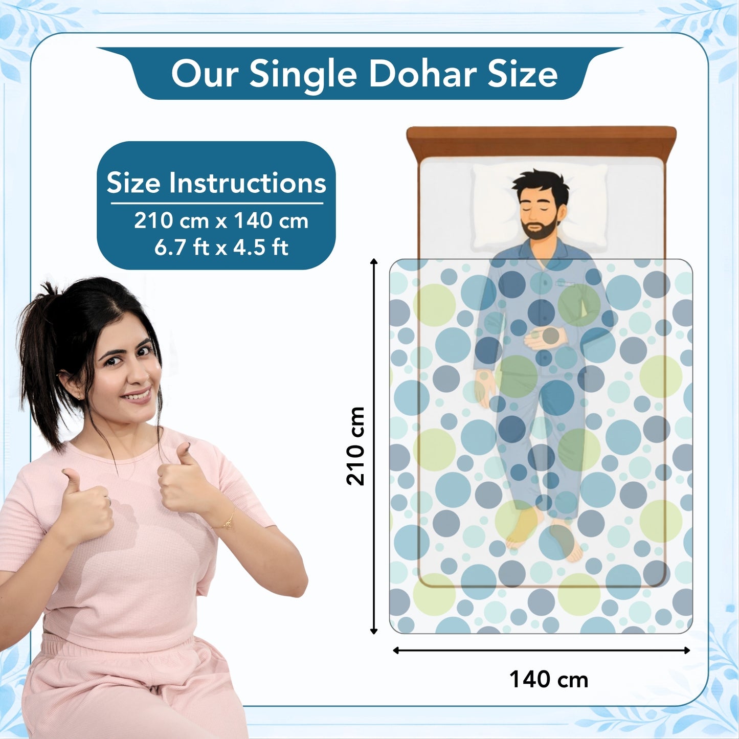Colorful Polka Dots 144 TC 100% Cotton Cosy and Cool Single Bed Dohar