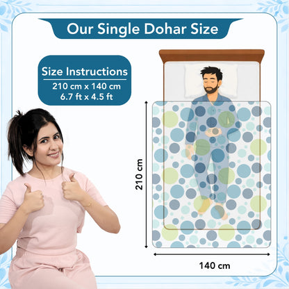 Colorful Polka Dots 144 TC 100% Cotton Cosy and Cool Single Bed Dohar