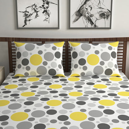 Lemon Verbena Polka Dots Bedsheet for Double Bed