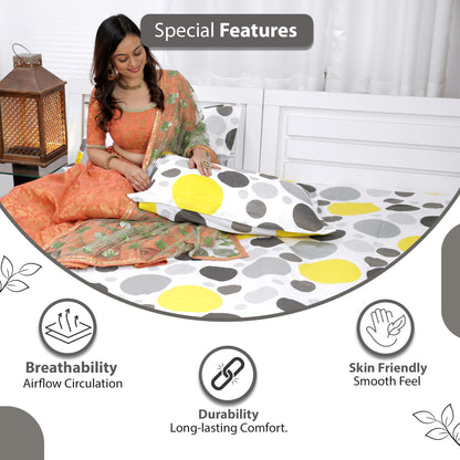 Lemon Verbena Polka Dots Bedsheet for Double Bed