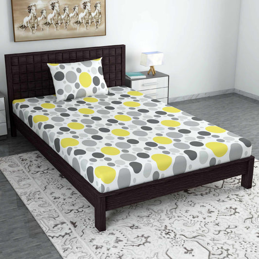 Lemon Verbena Polka Dots Bedsheet for Single Bed