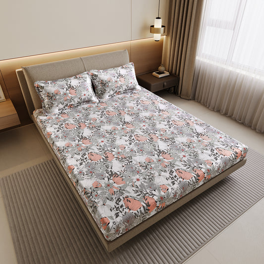 Bloom Floral Print Bedsheet For Double Bed