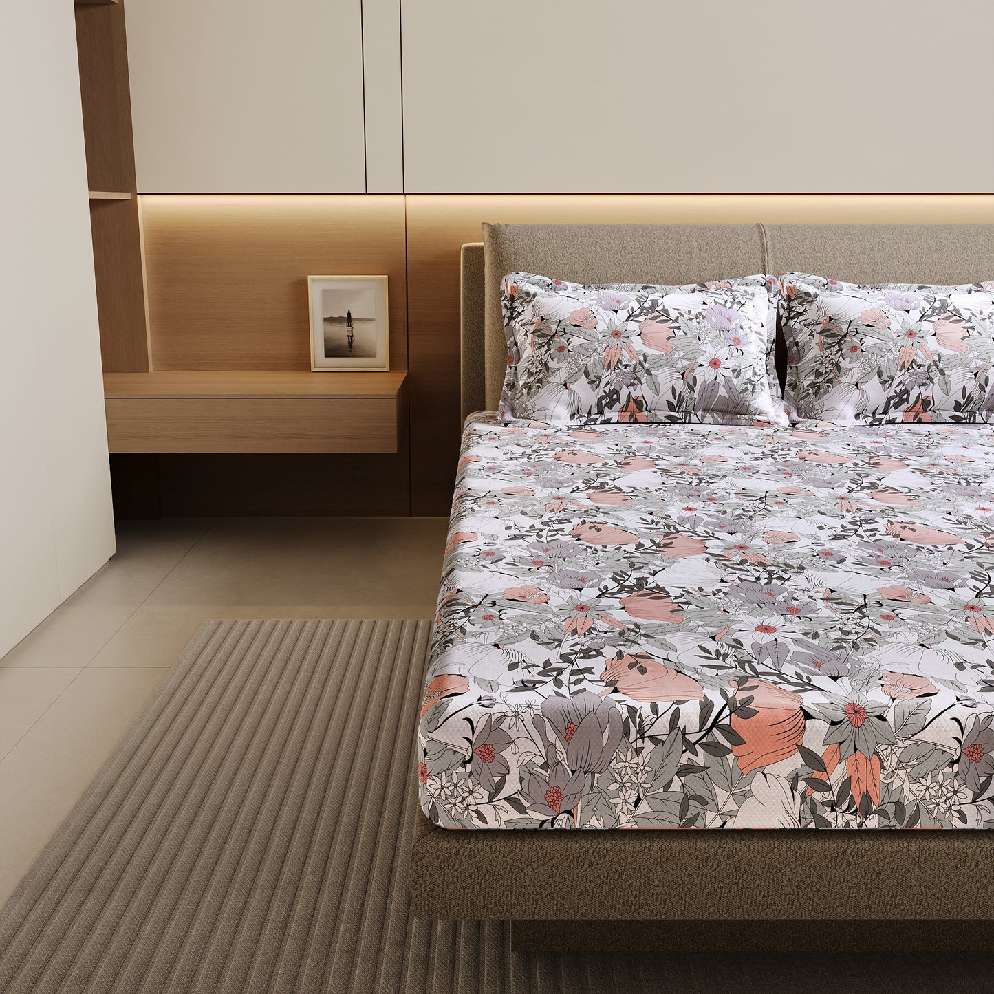 Bloom Floral Print Bedsheet For Double Bed