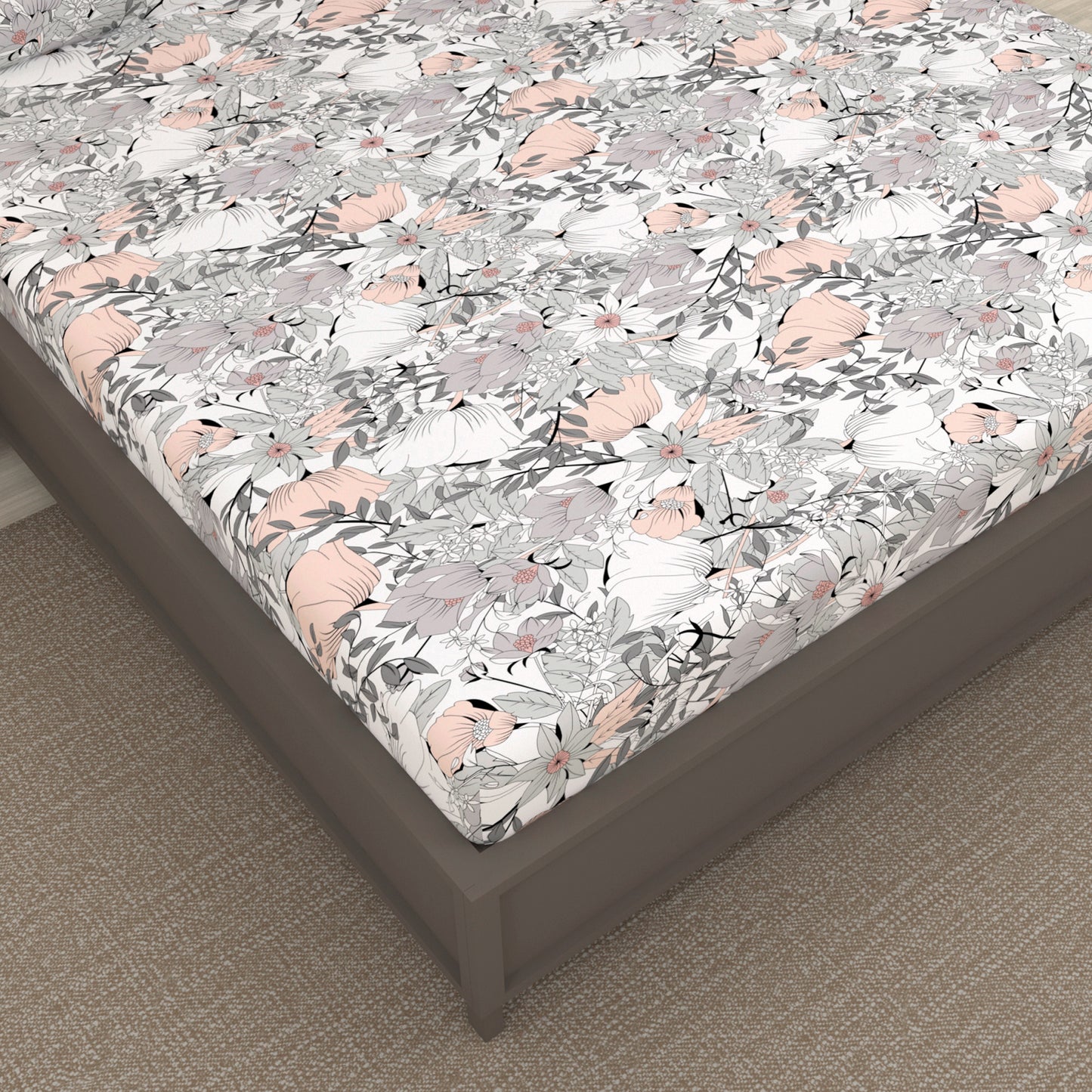 Bloom Floral Print Bedsheet For Double Bed