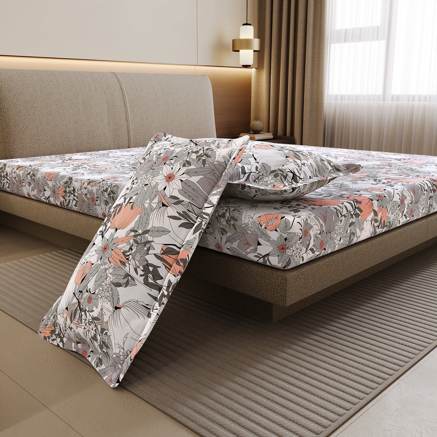 Bloom Floral Print Bedsheet For Double Bed