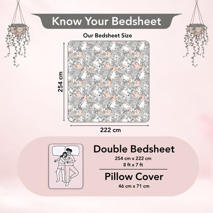 Bloom Floral Print Bedsheet For Double Bed