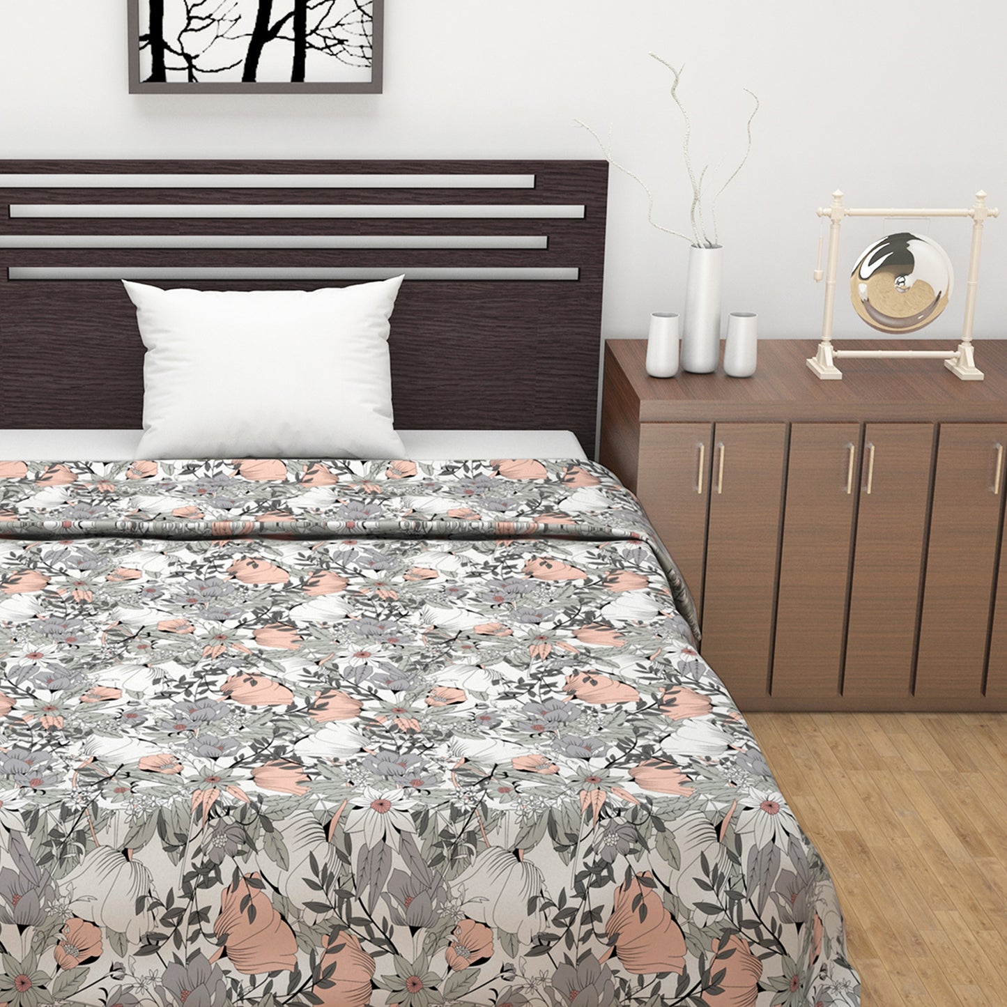 Bloom Floral Print Style 144 TC 100% Cotton Dohar For Single Bed